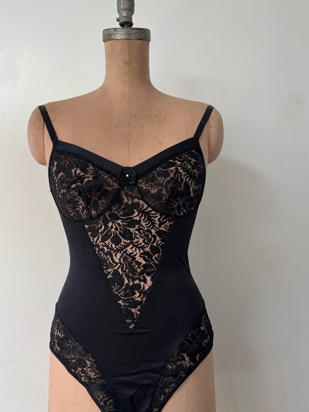GUY LAROCHE vintage black lace teddy size MEDIUM